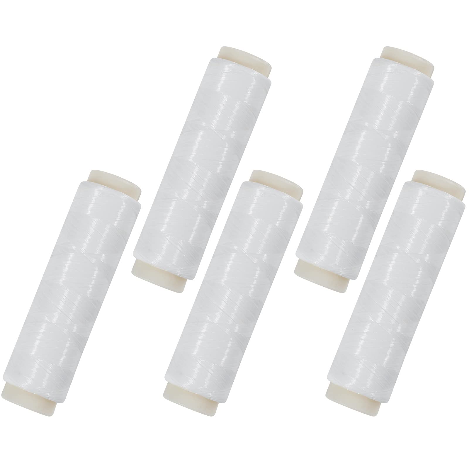 Alwonder 5PCS Fishing Bait Elastic Thread Nylon Invisible Magic Fishing Line Baits Wrap Thread 0.2mm 656FT Per Spool No Knots Required Bait Keeper Stretchy Clear String for Salmon Sturgeon Catfish