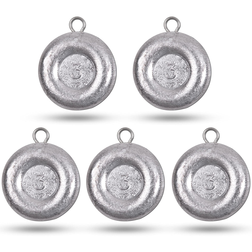 Disc Sinkers Fishing Weights Coin Fishing Sinker Weights Saltwater Surf Fishing Weights Catfishing Gear Tackle for Drifting Trolling Bottom Fishing Saltwater 1oz 2oz 3oz 4oz 5oz 6oz 8oz (3oz 5pcs)