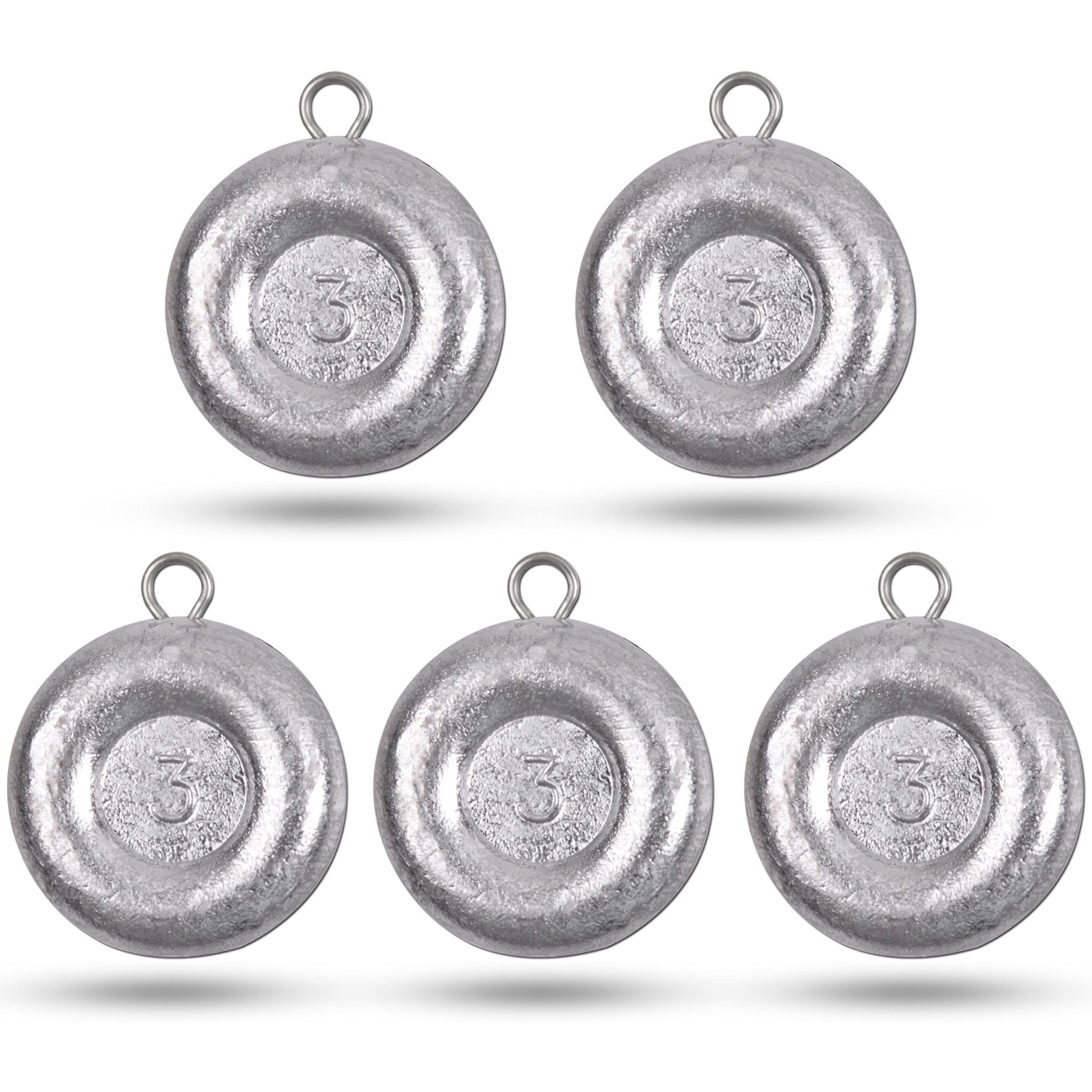 Disc Sinkers Fishing Weights Coin Fishing Sinker Weights Saltwater Surf Fishing Weights Catfishing Gear Tackle for Drifting Trolling Bottom Fishing Saltwater 1oz 2oz 3oz 4oz 5oz 6oz 8oz (3oz 5pcs)