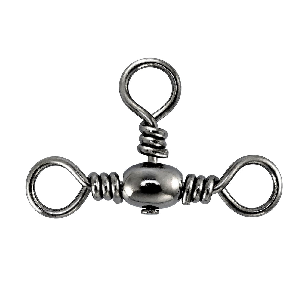 Alwonder 50-Pack 3 Way Swivels Fishing Tackle High Strength Stainless Steel Barrel Swivels 35-175LB Three Way Swivel for Saltwater Freshwater Catfish Rigs Surf Fishing Rigs 60LB