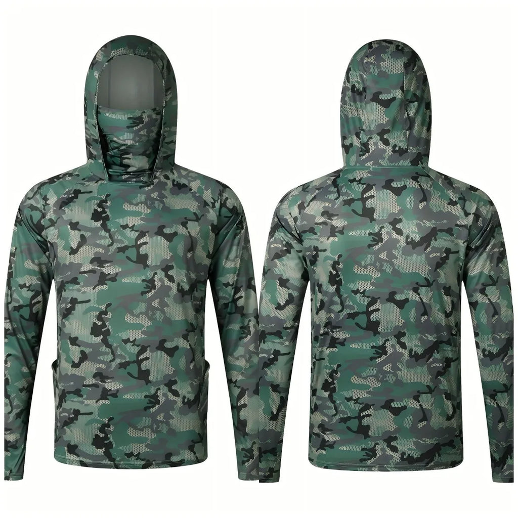 European and American men's summer camouflage print comfortable breathable long sleeved T-shirt fishing suit outdoor casual top