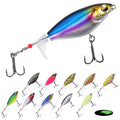 Bnque 10Pcs Fishing Lures for Bass Whopper Lures Kit Top Water Fishing Lures with BKK Hooks Popper Floating Lure for Bass Catfish Pike