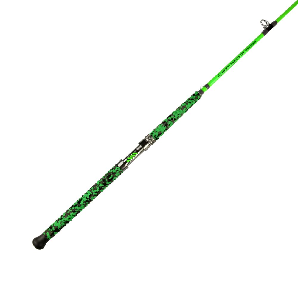 ANCIENT MARINER Catfish Fishing Rods 76" One-Piece Glow with Black Light Ancient Mariner Albatross Catfishing Casting Rod Medium Heavy（Green）