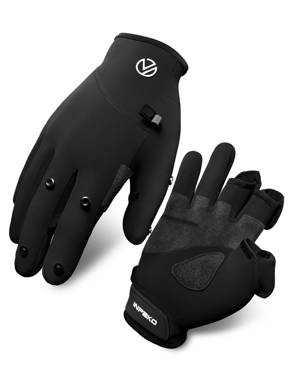 INPAKO Fishing Gloves Winter Fishing Gloves for Men Women 3 Fingerless Fleece Lined for Cold Weather Ice Fishing