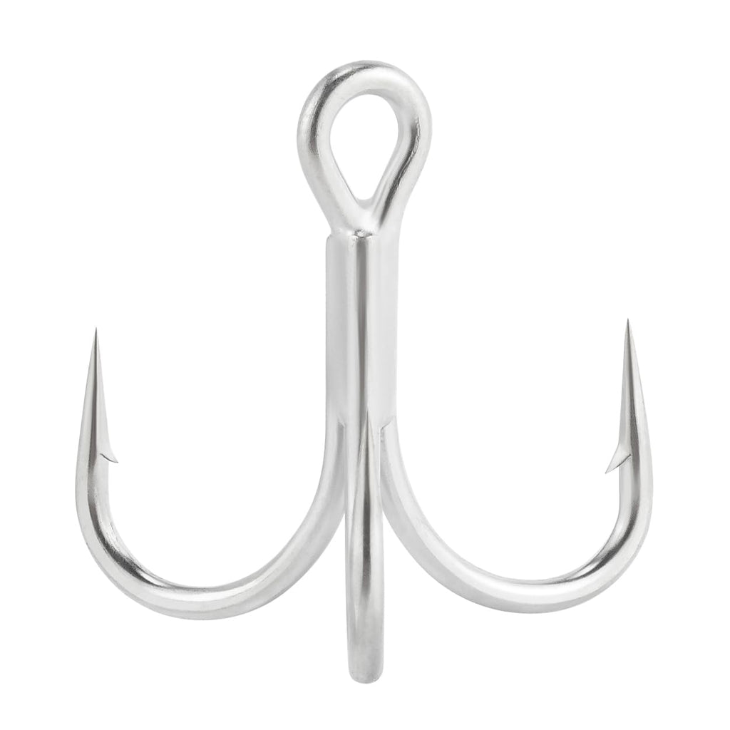Dr.Fish 30 Pack 4X Treble Hooks OShaugnessy Bend for Saltwater & Frshwater Replacement Round Bend Triple Hooks for Catfish Bass Striper #8