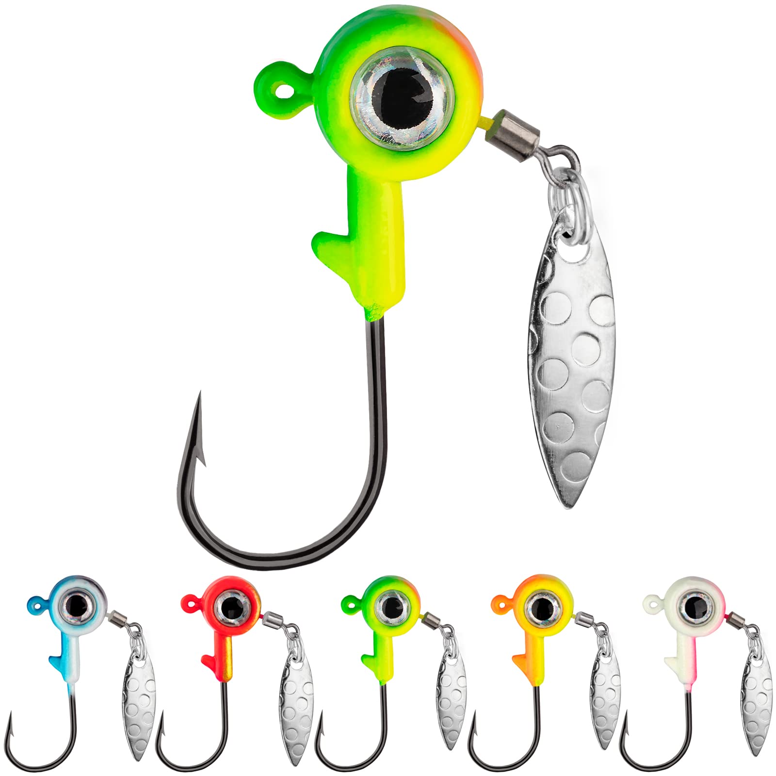 THKFISH Jig Heads Crappie Jigs Fishing Hooks Jig Heads for Fishing Crappie Lures Fishing Jigs for Freshwater 20pcs 1/6oz