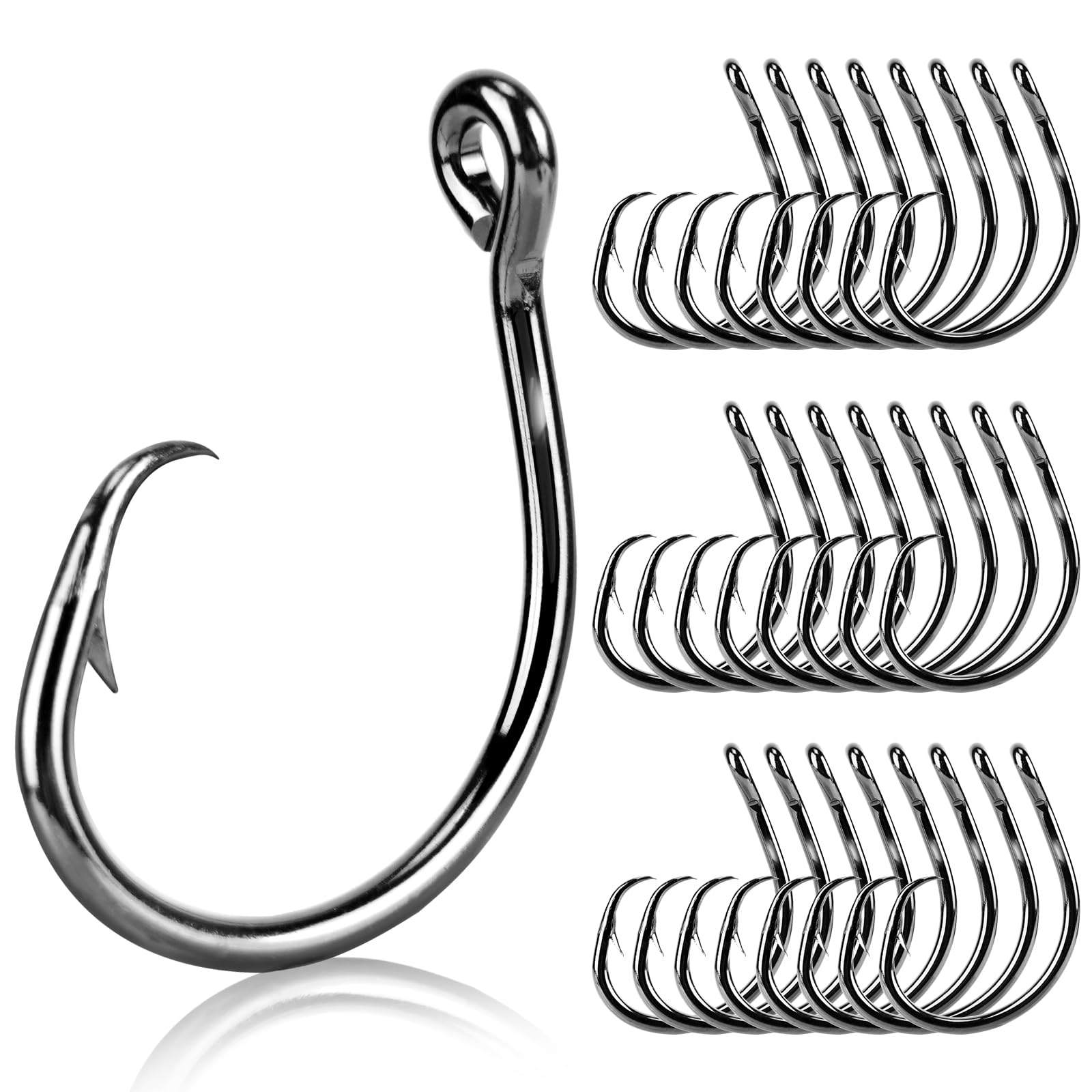 UCEC Circle Hooks Saltwater in Line 4X Strong Fishing Hooks Catfish Hooks Non-Offset Wide Gap High Carbon Steel Freshwater Circle Hook for Tuna Bass Catfish Amberjack Carp Size 3/0 25PCS