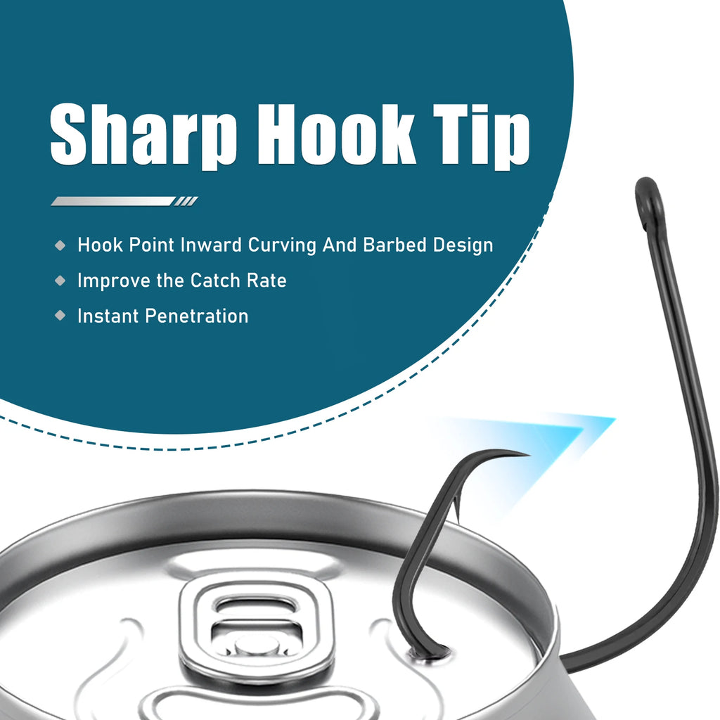 9KM Inline Circle Hook Offset Fishing Hook Saltwater Catfish Hook 25~100Pcs For Rigging Live and Chunk Baits Lure Fishing