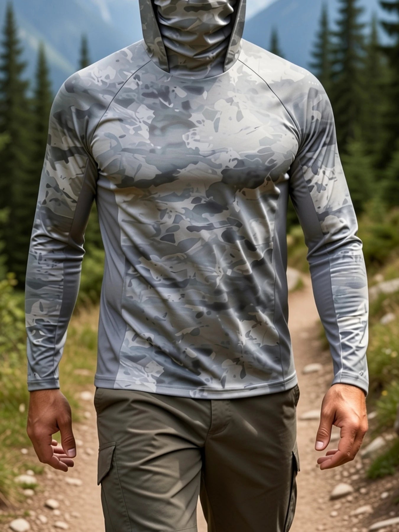New men's summer minimalist striped printed soft breathable fishing suit long sleeved T-shirt outdoor casual holiday top