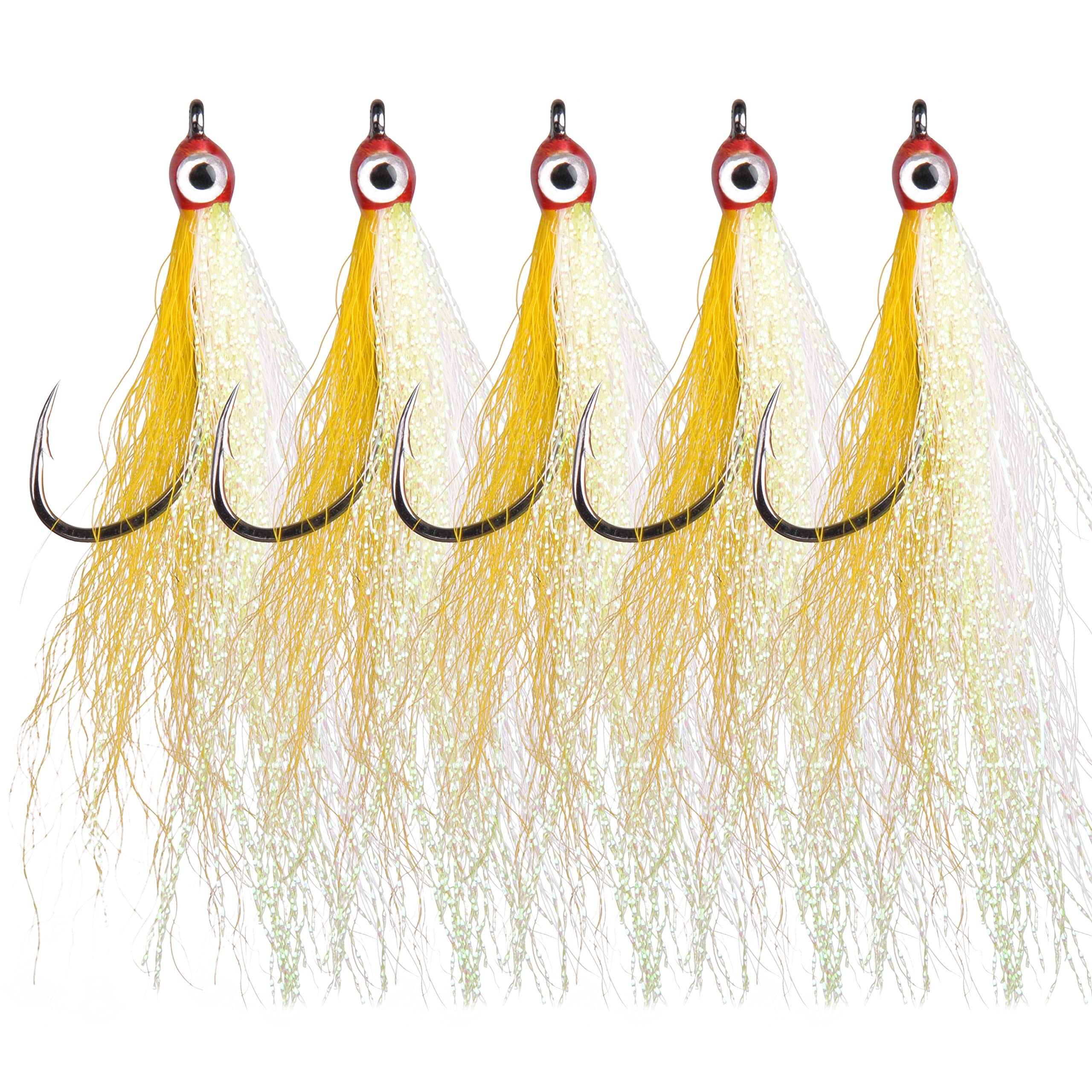 Clouser Minnow Fishing Flies Streamer Fly Fishing Lure Saltwater Striped Bass Flies Fishing Bucktail Teaser Hook Lures for Flounder Saltwater Freshwater Fishing