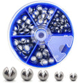 230pcs/120pcs/107pcs Fishing Weights Sinkers - Split Shot Fishing Weights Kit 5 Size Round Removable Fishing Weights 1 Round Box Set Fishing Sinkers for Freshwater Saltwater(Blue Box) (107Pcs)