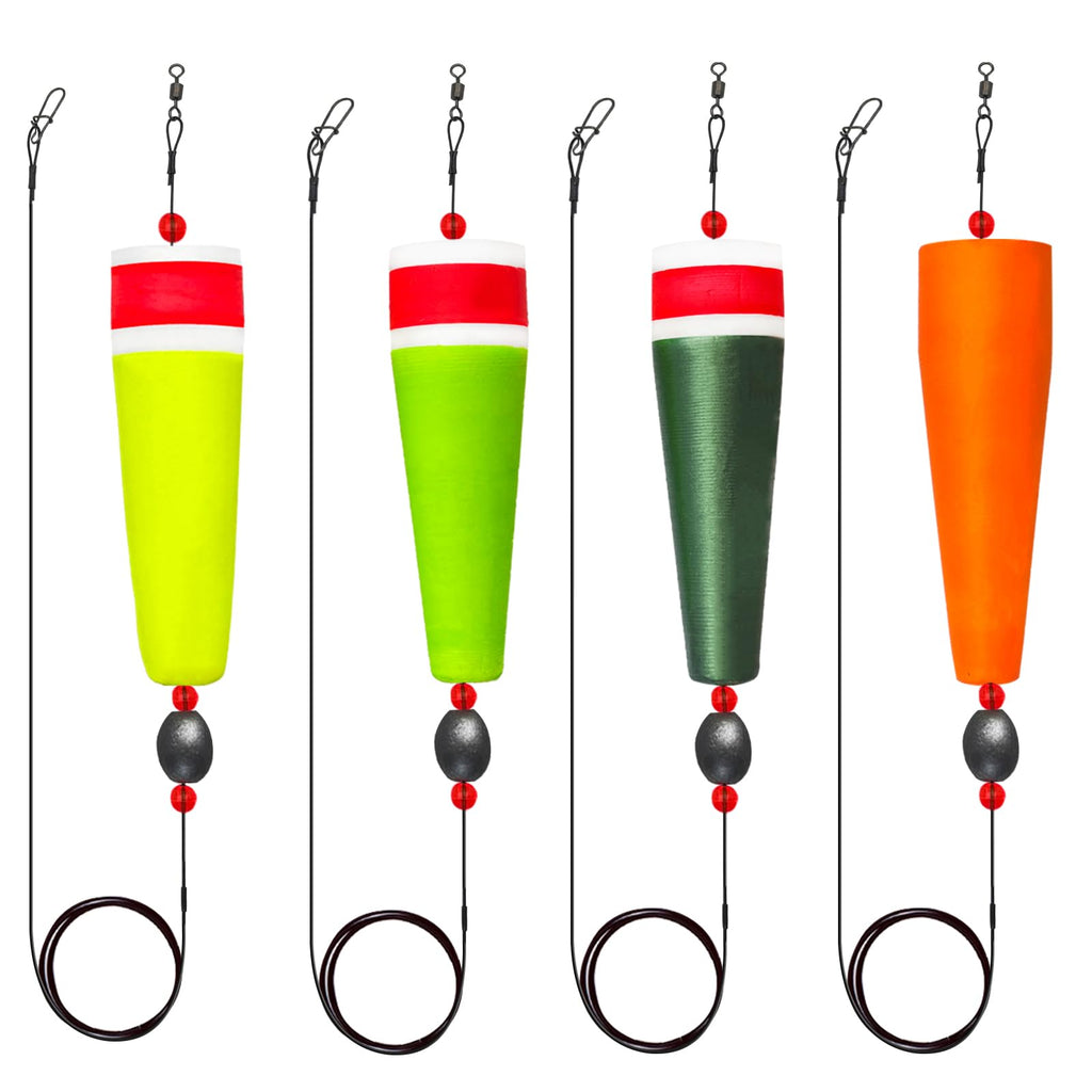 4pcs Fishing Floats and Bobbers Weighted Slip Bobbers for Fishing Fishing Corks Floats & Bobbers Fishing Corks Popping Corks for Saltwater 3/4/5in Trout Fishing Bobbers Floats Catfish Rig (4in)