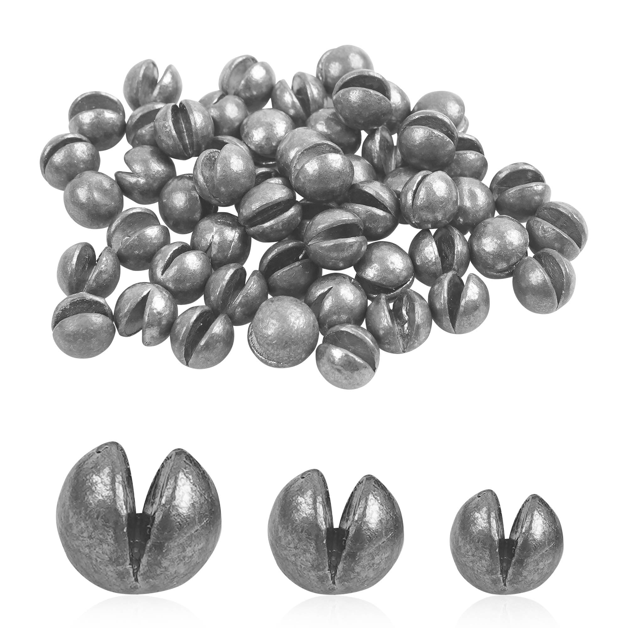 Fishing Weight Sinker60pcs Removable Split Shot Sinker Weights Round Lead Sinking Egg Sinker Removable Fishing Weights Sinkers Multiple Size Fishing Drop Shot Sinker Fishing Tackle 1.8g