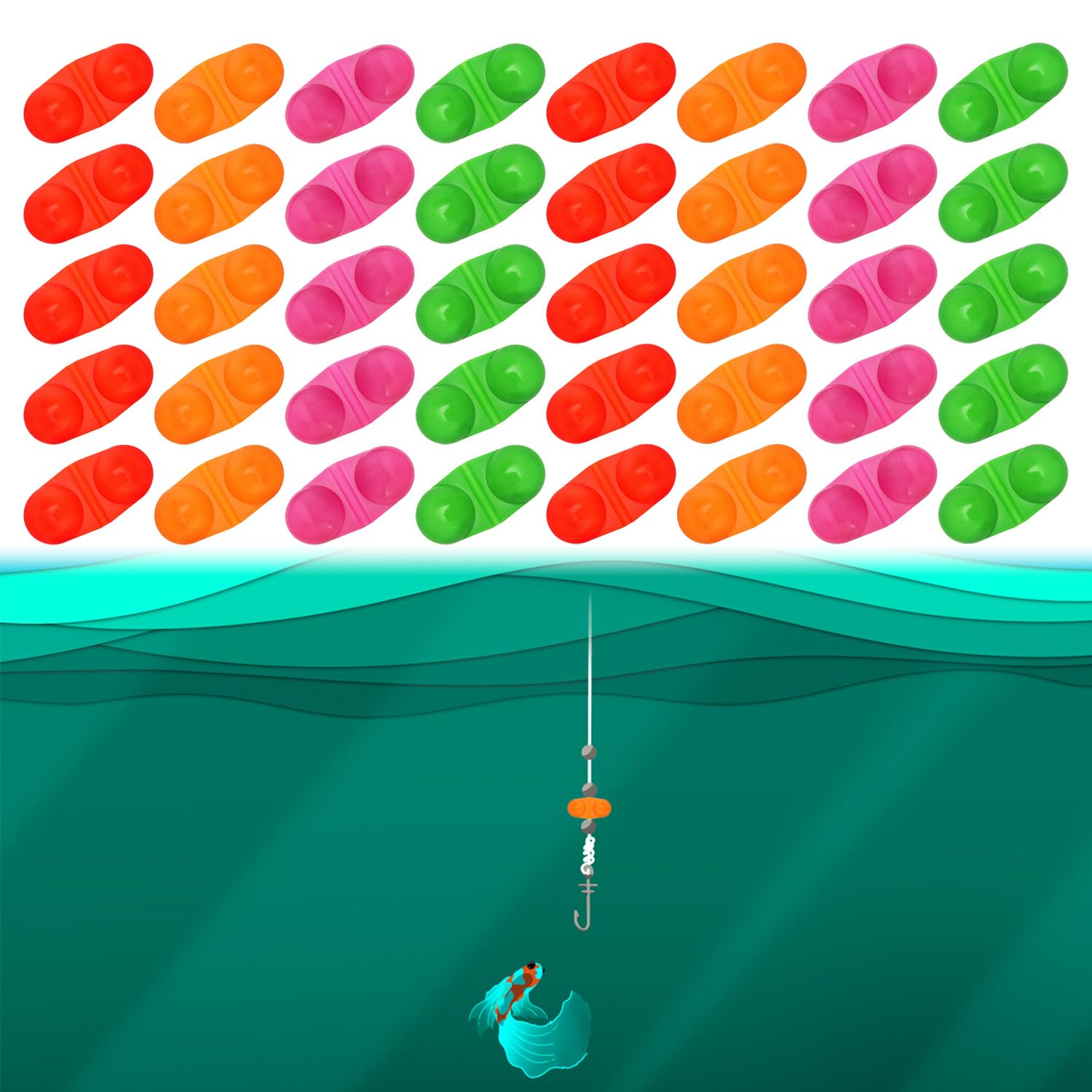 PESSILIN 40Pcs Catfish Rattle Bells Fishing Double Rattle Bell Fishing Attractor Catfish Rattles for Fishing Fishing Alarm Tools