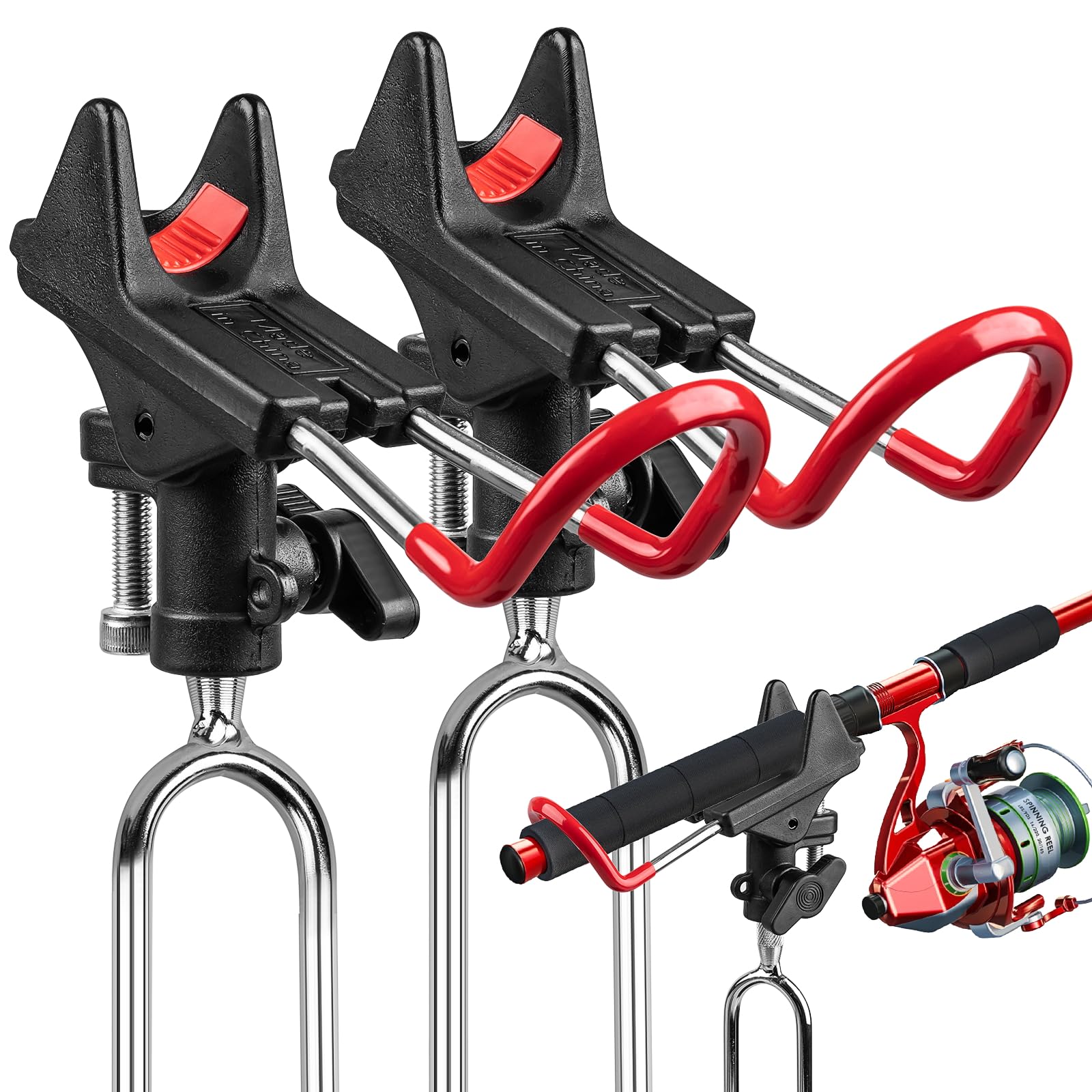 ReeMoo 2Pack Fishing Rod Holders for Bank Fishing Fishing Pole Holders for Ground 360 Degree Adjustable Universal Fishing Pole Stand Equipment Relax Your Hands