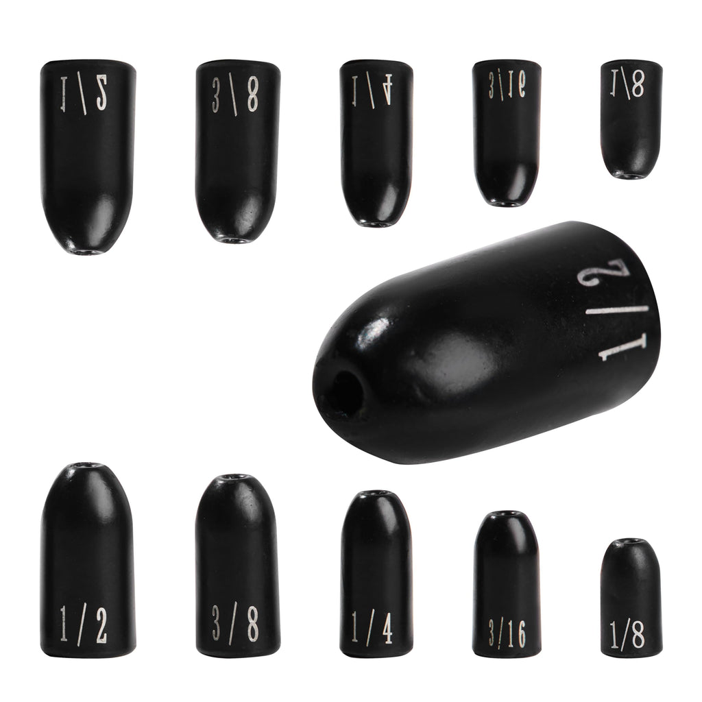 JUIFUTIME Tungsten Worm Weights Tungsten Bullet Fishing Weights Tungsten Fishing Weights for Bass Fishing Bullet Fishing Sinkers Weights for Texas Rig Carolina Rig (1/2 oz - 10 Pack)