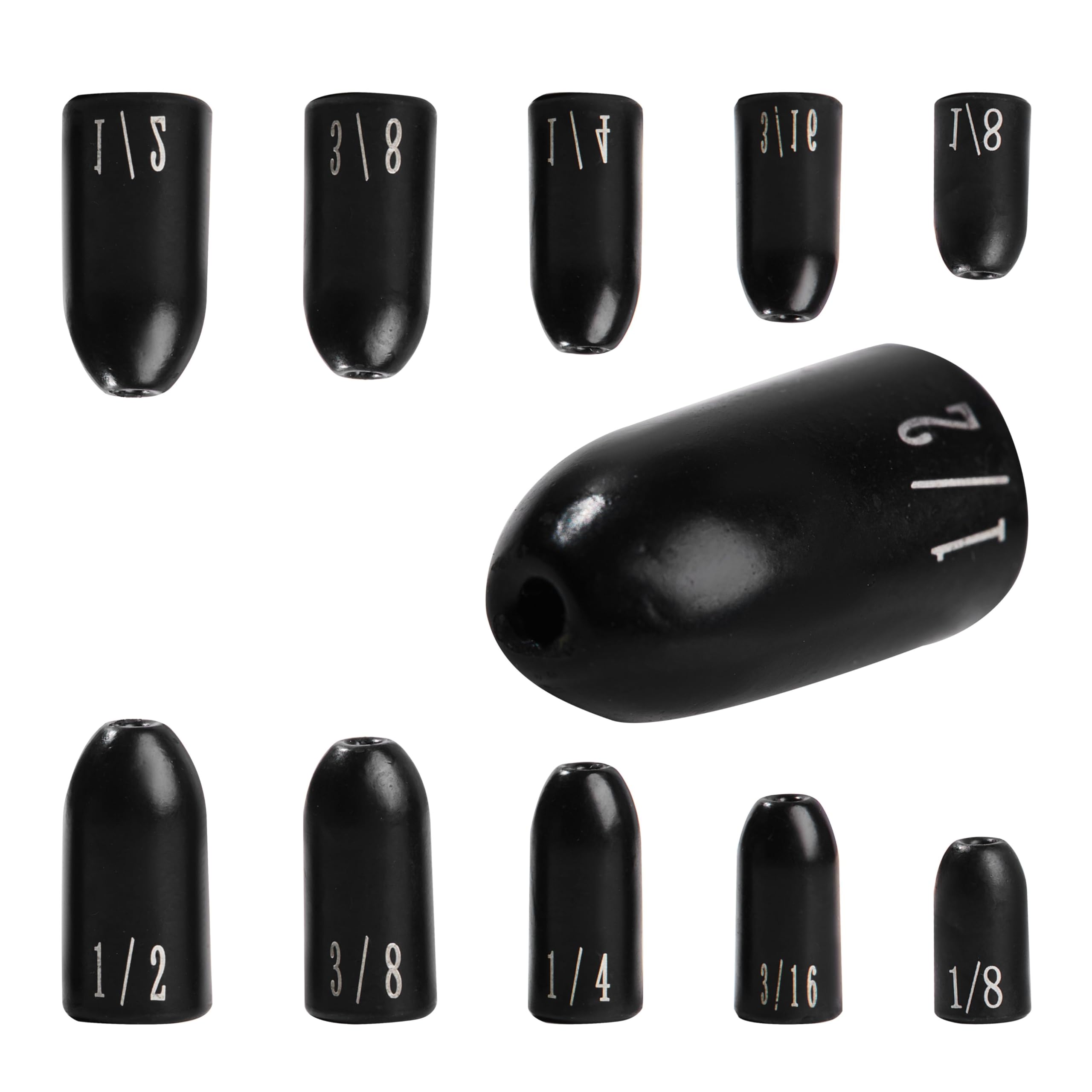 JUIFUTIME Tungsten Worm Weights Tungsten Bullet Fishing Weights Tungsten Fishing Weights for Bass Fishing Bullet Fishing Sinkers Weights for Texas Rig Carolina Rig (1/2 oz - 10 Pack)